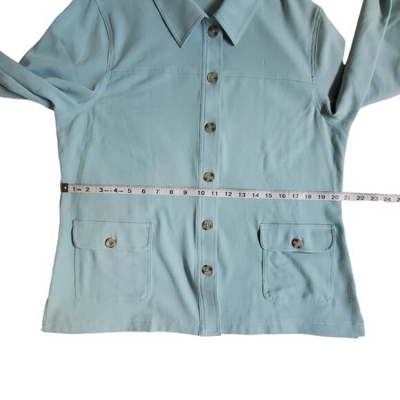 Koret light blue button up convertible long to 3/4 sleeve top sz L - Picture 8 of 12